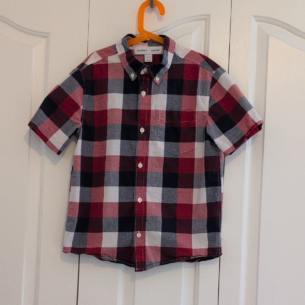 Old Navy Kids Plaid Button Down Shirt - Red, Black, White